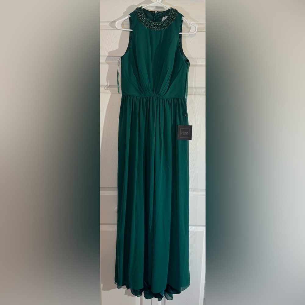 Ieena for Mac Duggal Green Jewel Encrusted Neckline #56045, Green NWT